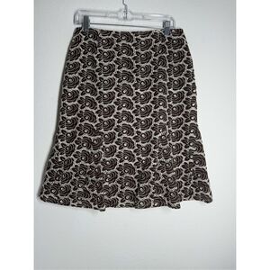 CR Sportswear Woman's Brown Embroidered White Fully Lined Cotton Skirt Size 10